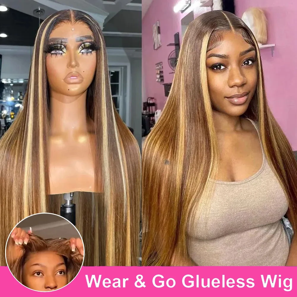 

7x5 Highlight Wig Human Hair 13x4 Glueless Preplucked Human Wigs Ready To Go Honey Blond Straight Lace Colored Human Hair Wigs
