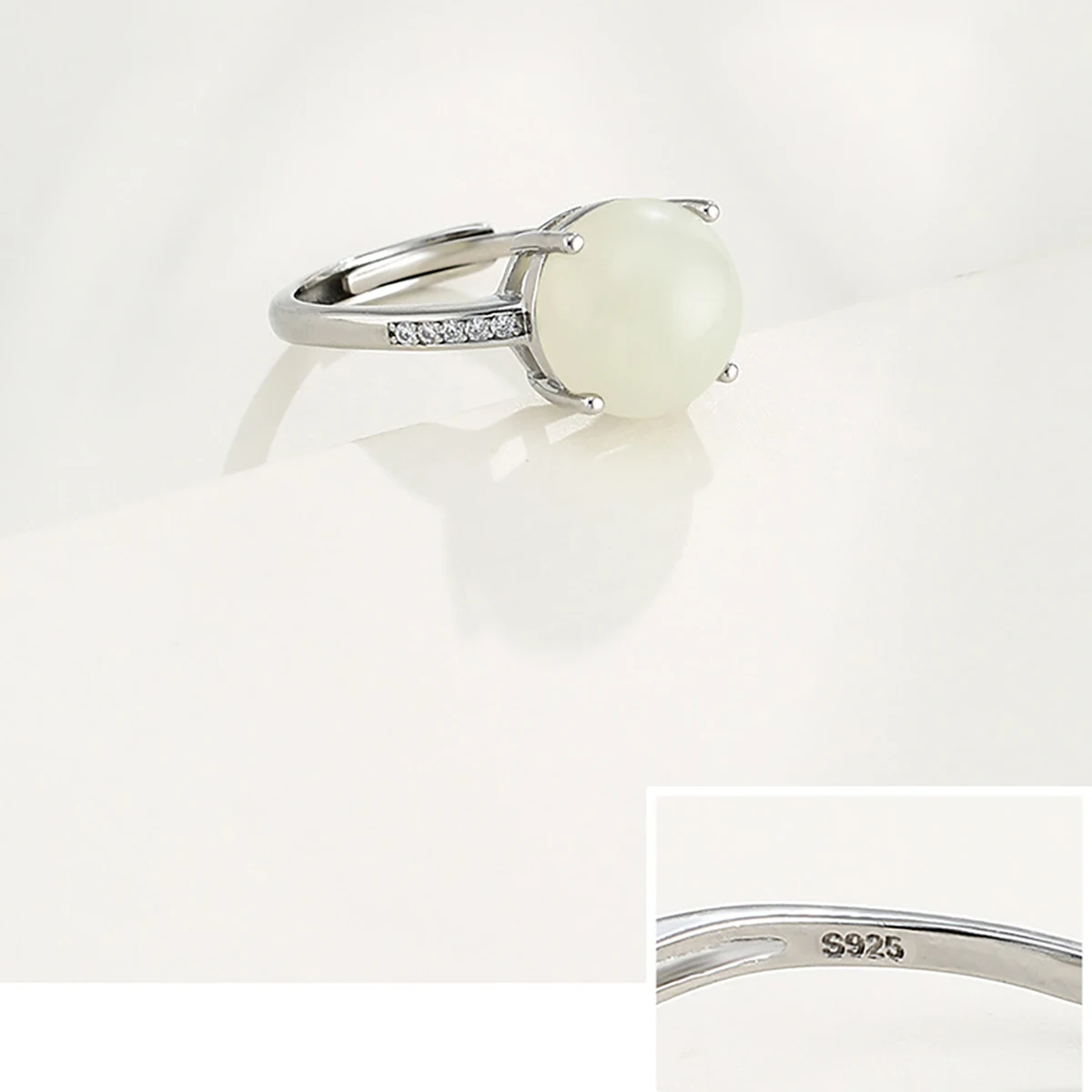 925 Sterling Silver Adjustable Ring Blank for 5/6/8/10mm Round Gemstone Ring Cabochon Mounting Jewelry Making Gift for Women