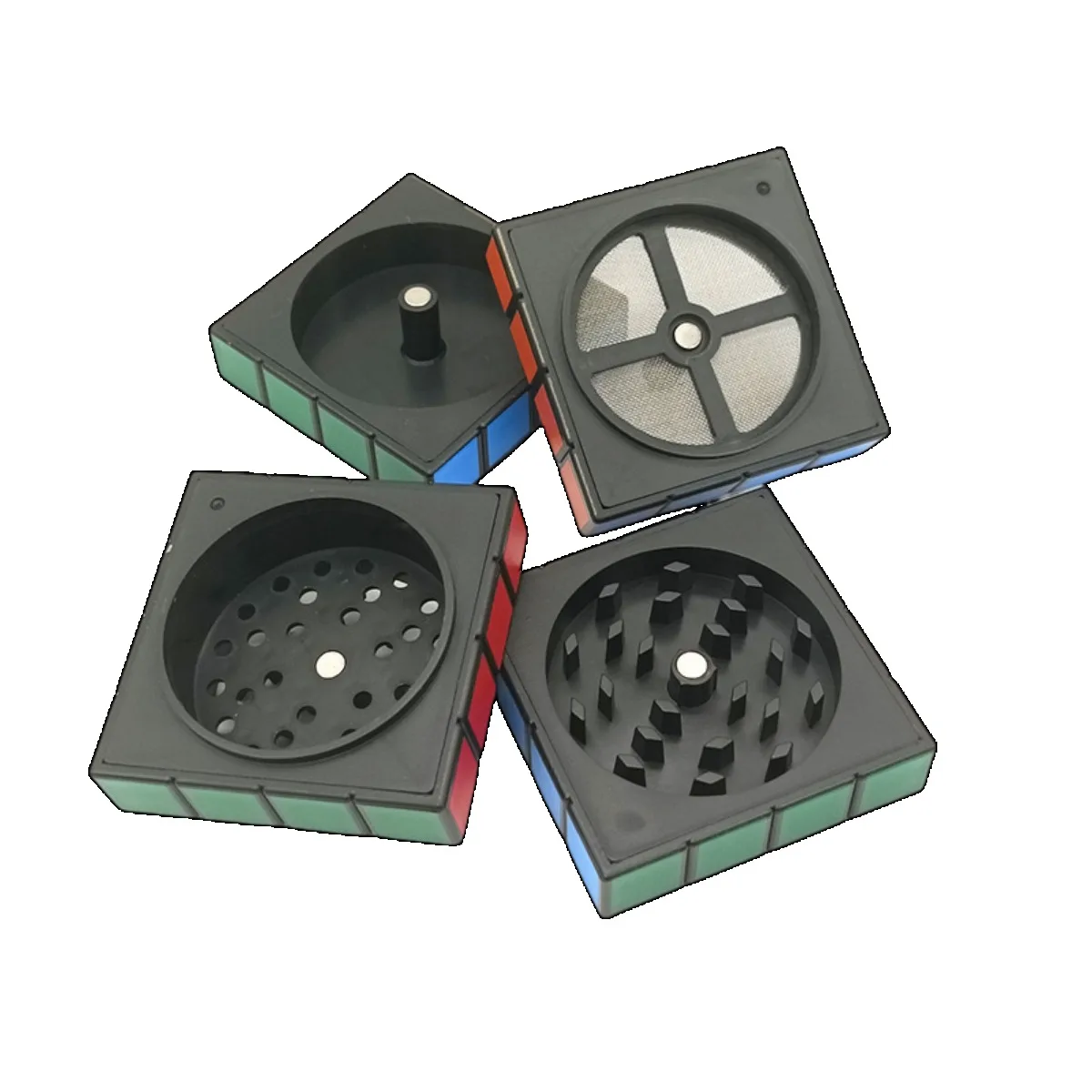 58mm Rubik Cube Herb Grinder 4-layer Pepper Mill Large Salt Spice Mortar Metal Tobacco Grass Raw Grinder Smoking Kitchen Tool salt and pepper grinder,nut spice grinder,herb grinder,herb spice grinder