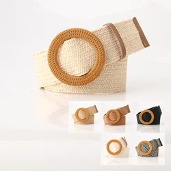 Grass Like Woven Women's Belt, Personalized Large Plastic Buckle, Versatile Dress, Elastic Waist Cover Popularity