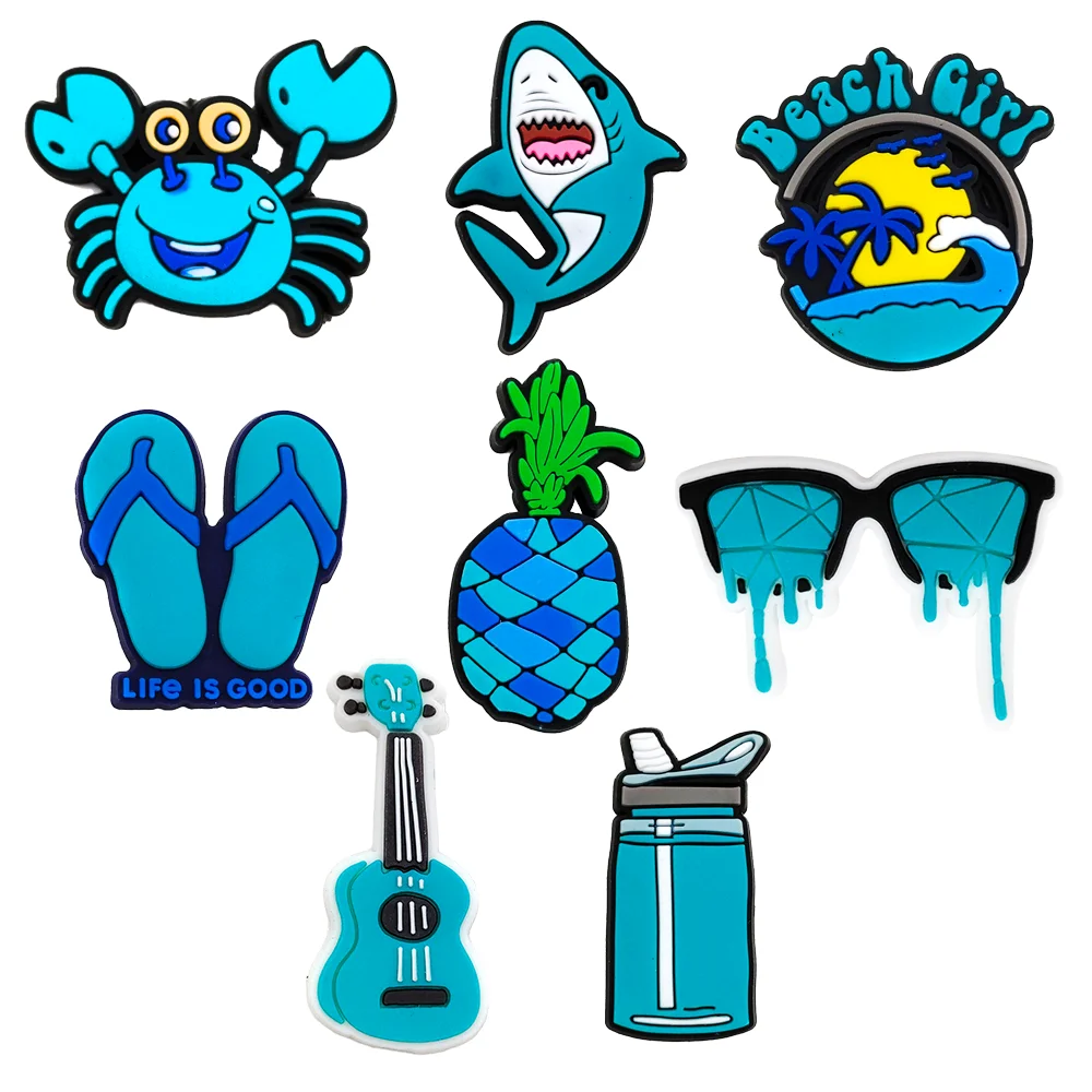 

New 10Pcs/Set blue cute cartoon Shoe Charms DIY clogs Shoe Aceessories Fit Sandals Decorate buckle girls