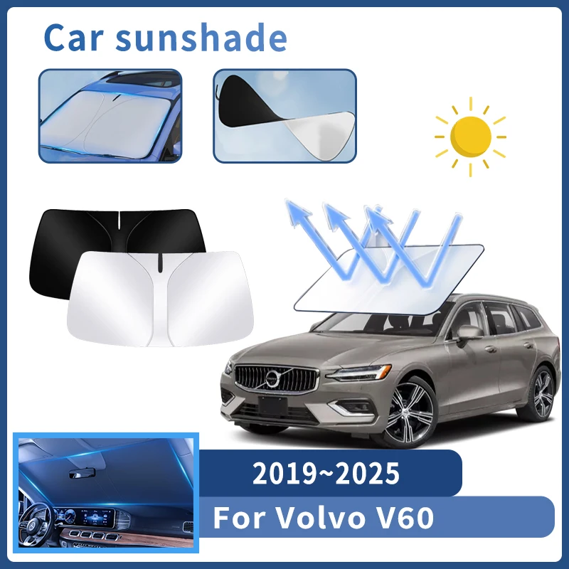 Auto Parts For Volvo V60 2019~2025 2020 2021 Sunshade Windshield Sun Protection Heat Cover Summer Car Interior Accessories Tool