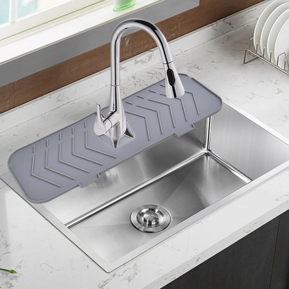 Faucet Mat 1pcs 37x14cm Splash Water Catcher Mat Kitchen Sink Draining Pad