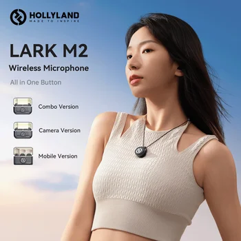 Hollyland Lark M2 무선 라발리에 마이크, 사진 브이로그 라이브용, 48KHz, 24 비트, 300m 범위, 10H 작업 시간