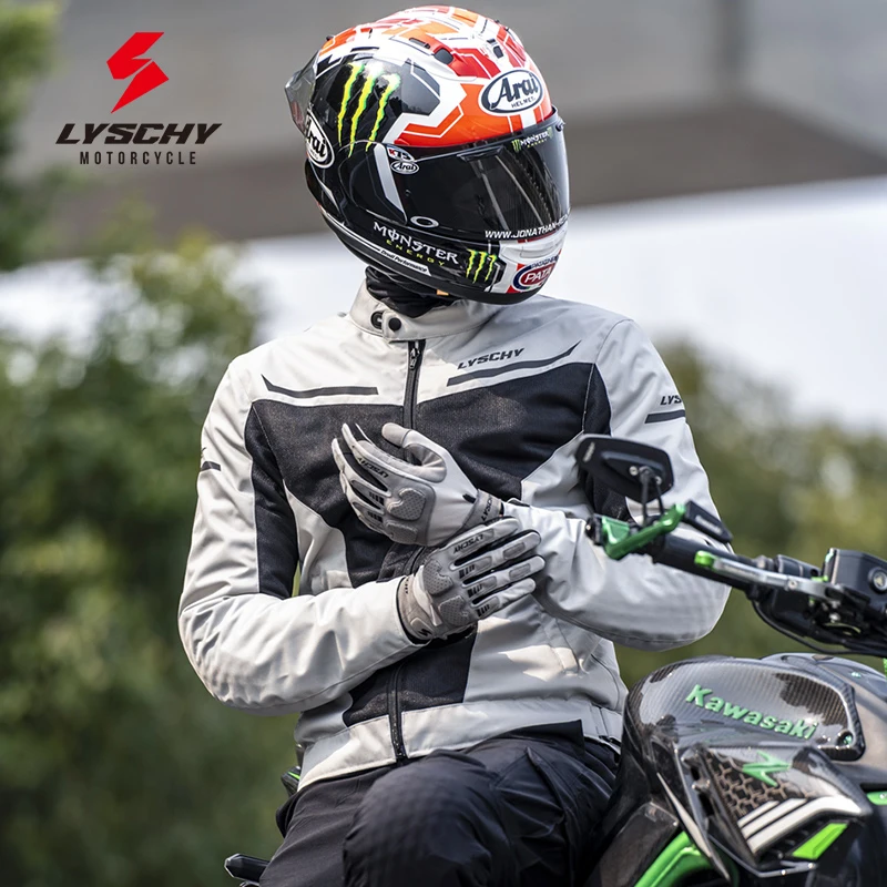 LYSCHY Motorcycle Jacket Summer Mesh Breathable Reflective Motorbike Jacket Men CE Anti-drop Wear-resistant Moto Cycling