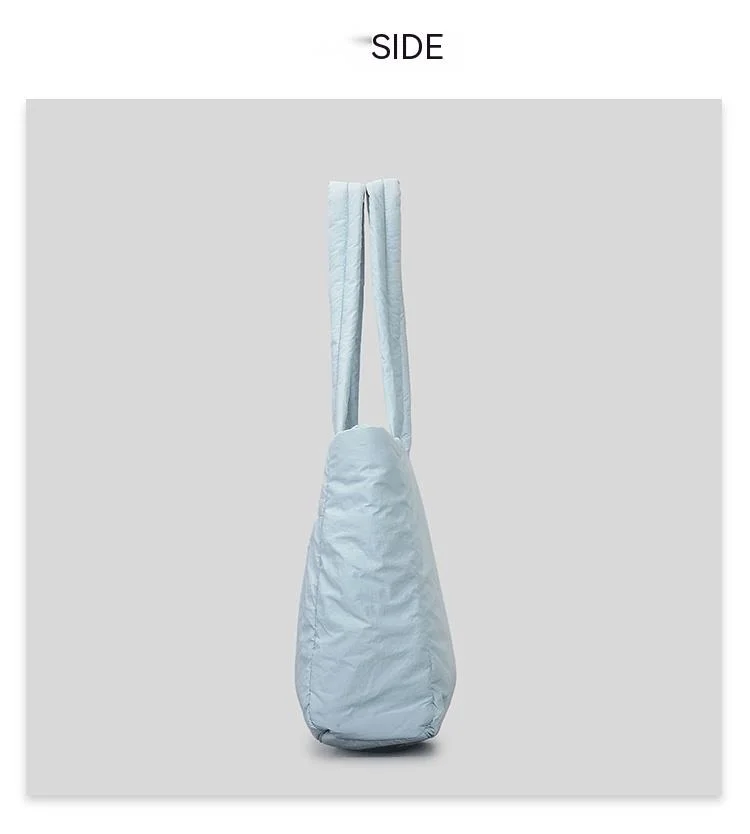 Shoulder Bag for Women Niche Simple Lightweight and Large-capacity Nylon Cloth Armpit Bag Solid Color Soft Down Cotton Handbag_voghion.com