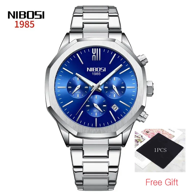 

NIBOSI 10pcs Man Quartz Watch Men WristWatches Octagonal 3ATM Waterproof Skeleton Watch Luminous Multifunction Clock Mens Gift