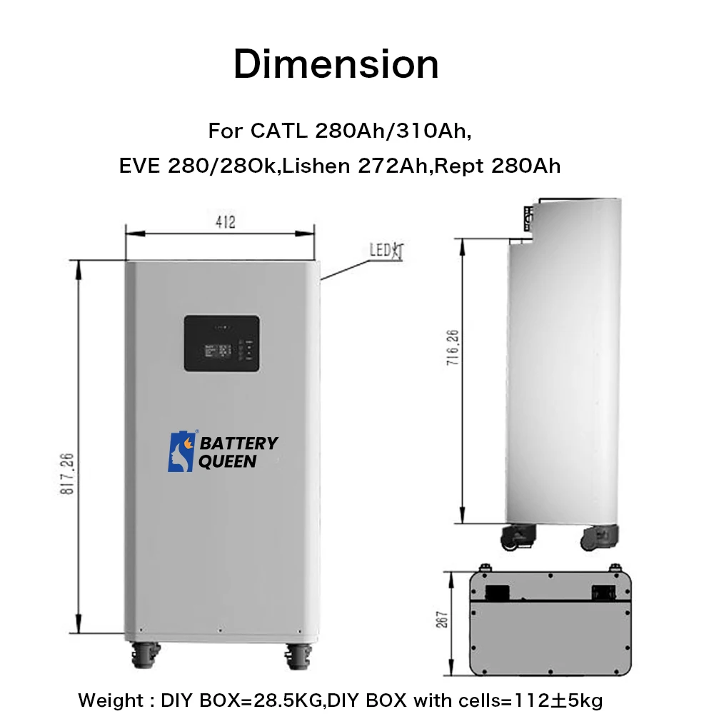 DIY 키트 LiFePO4 리튬 배터리, 16S200A 스마트 BMS 내장, CAN Rs485 LCD 가정용 전원 저장 장치, 폴란드 배송, 48V, 280Ah