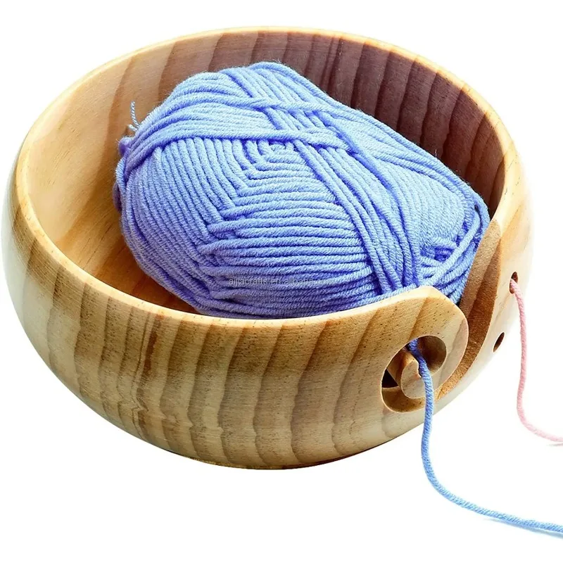 Bamboo Yarn Bowl Handmade Knitting Bowl Wool Holder DIY Embroidery Crocheting Storage Accessories for Crochet