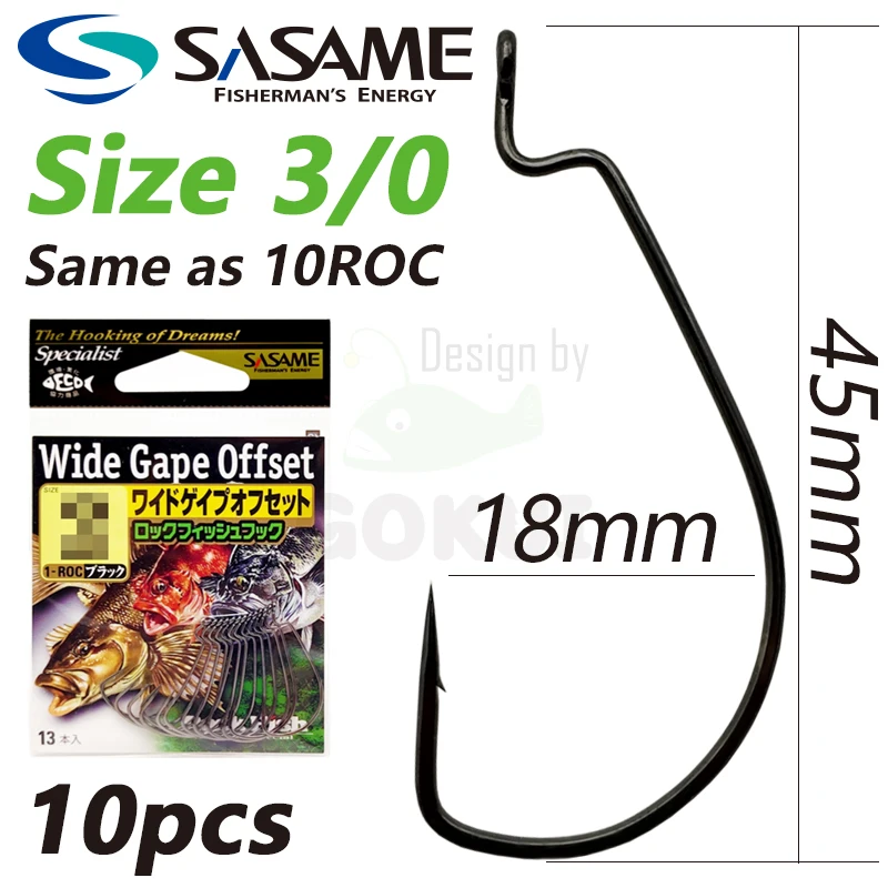 Sasame Wide Gap Offset Fishing Hook (Ref: 10ROC)