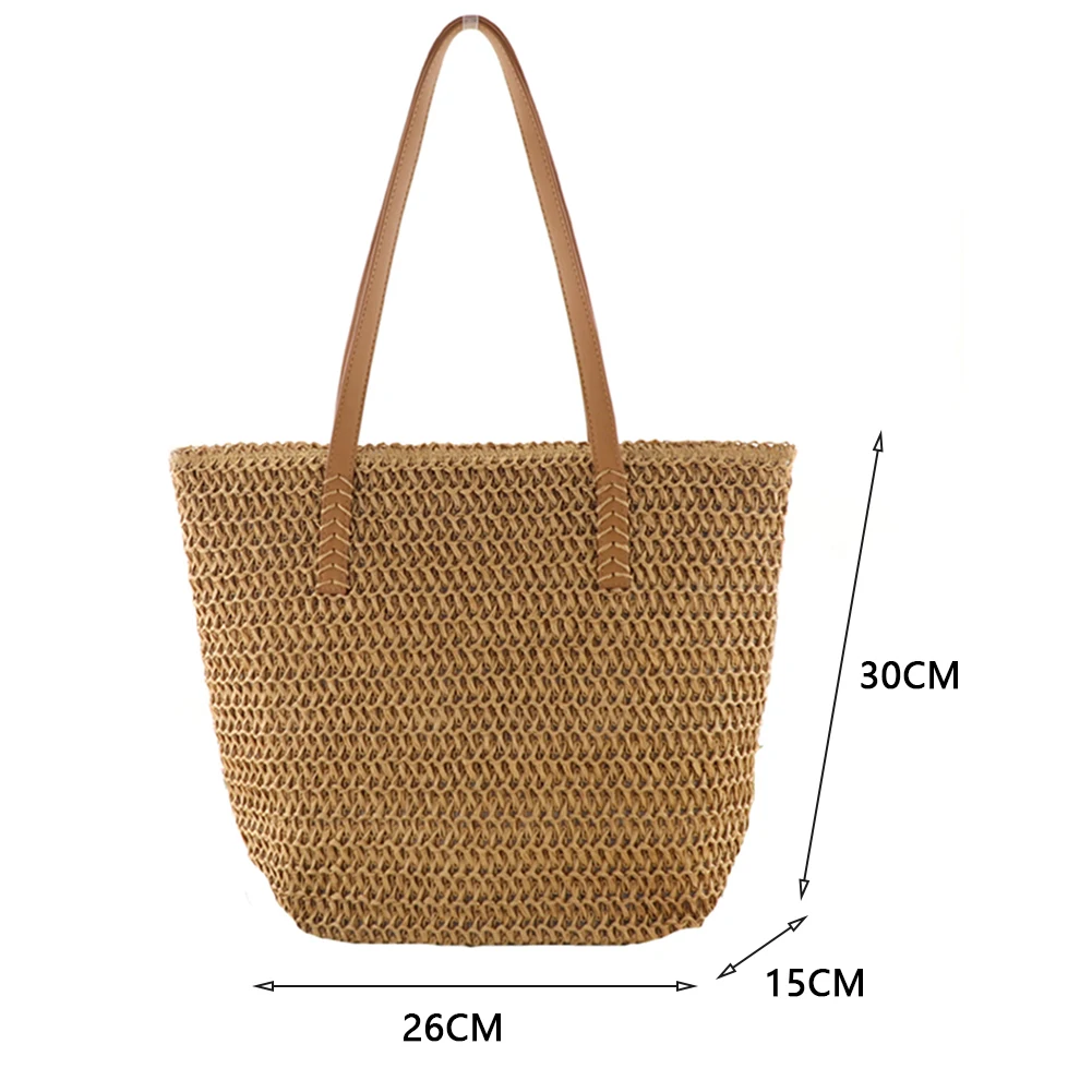 High Capacity Large Summer Beach Straw Bags 2022 Simple Luxury Fashion Travel Ladies Shoulder Handbags Top Handle Totes