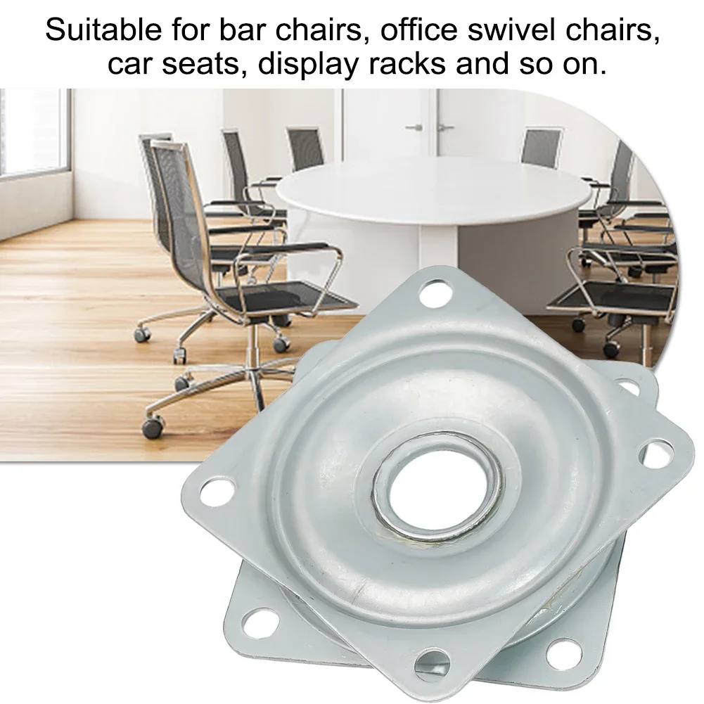 Rotating Turntable Plate 2/3/4 Inch Rotating Bearing Plate Steel Square Lazy Susan 360Degree Bearing Rotating Heavy Duty Rolling Swivel Turntable Plate