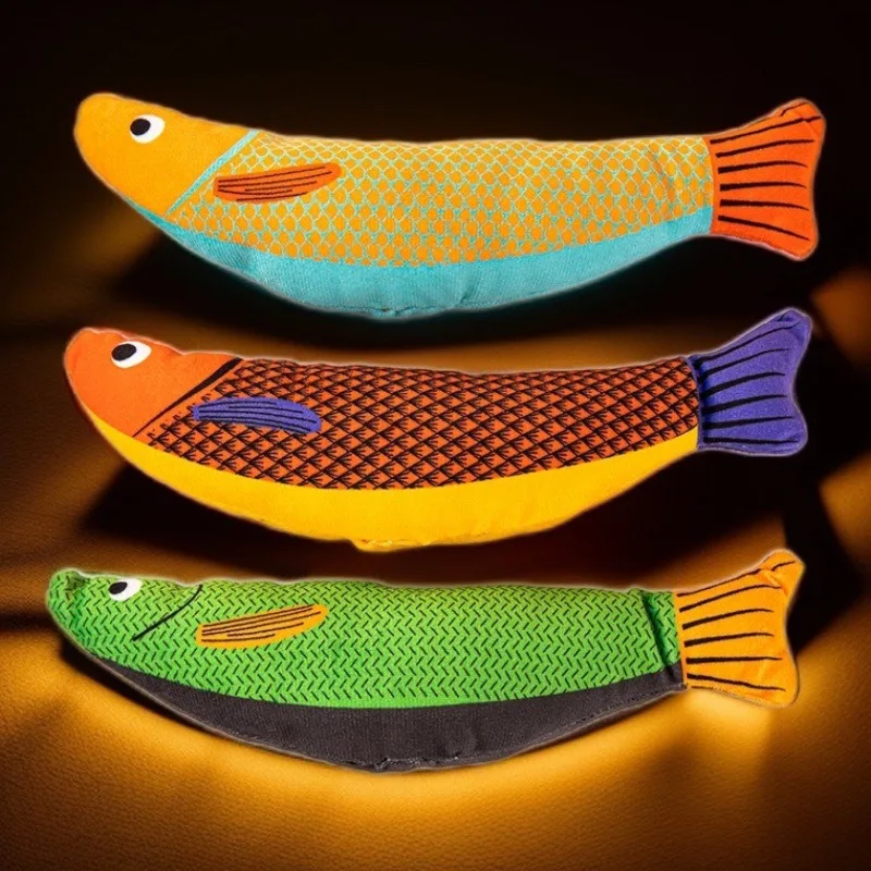 Cat Toys Saury Fish Crinkle Sound Plush Peyt Toys Interactive Design Cat Kicker Toy Teeth Grinding Cat Kitten Catnip Toys Play