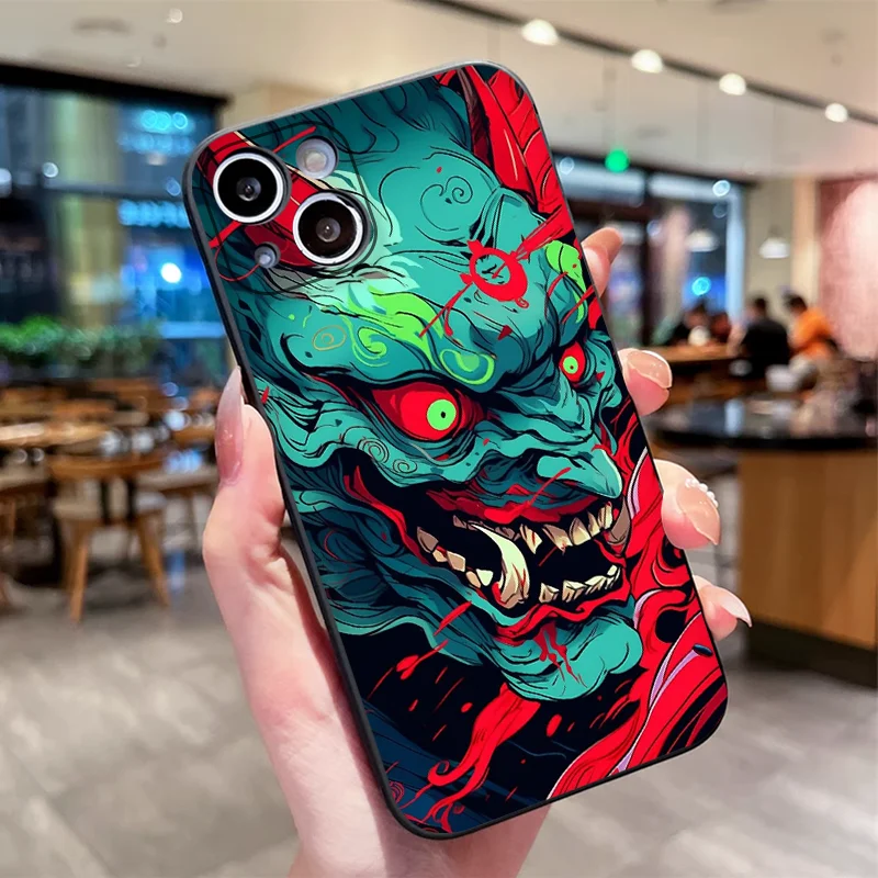 Ghost Face Samurai Shockproof Silicone Phone Case - Japan-Inspired Design