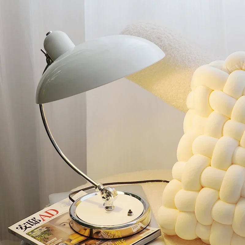Danish Minimalist Table Lamp, Vintage Bauhaus Desk Light, Nordic Study Room Bedside Lamp, High-End Retro Bedroom Lighting