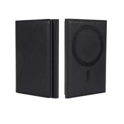 Magnetic PU Leather Card Holder Wallet Storage (Black)