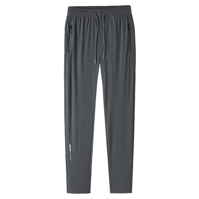 Pantalon d'été de couleur unie pour hommes, élastique en soie glacée, pantalon de sport ample à séchage rapide, adapté aux vêtements décontractés et d'affaires, M-8XL 4