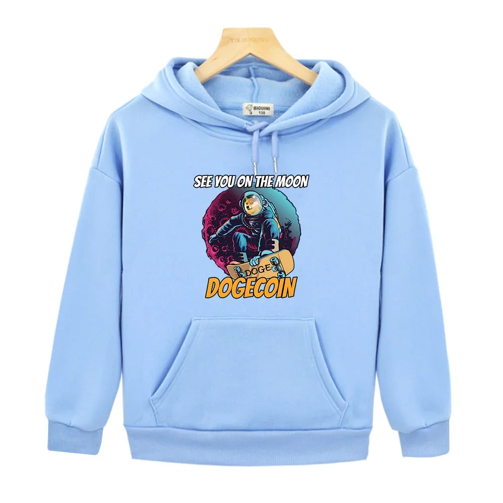 

Dogecoin Astronaut Shiba Inu Dog Hoodies Funny Graphic Print Children Sweatshirts Long Sleeve Boys/Girls Hooded Pullovers Cute