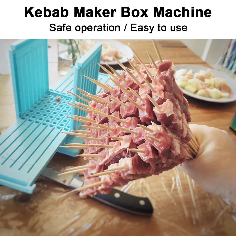 Vegetables Barbecue Accessories Kebab Maker Barbecue Stringer Box Machine 49 Holes Beef Pork Meat Skewer Tools barbecue skewers,kebab maker,bbq grilling accessories