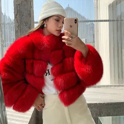 Women Short Length Full Skin Real Fox Fur Coat Fashion 2023 New Beautiful Luxurious Luxury High Grade Jacket Solid Color Brand