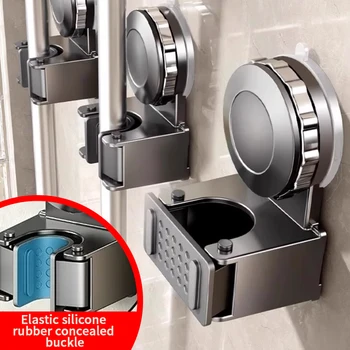 ไม่ต้องเจาะผนัง ที่ยึดไม้ถูพื้นแบบสุญญากาศติดผนัง, ที่เก็บไม้ถูพื้นในห้องน้ำ, ตะขอแขวนไม้ถูพื้นแบบแข็งแรงสำหรับใช้ในห้องน้ำ 1