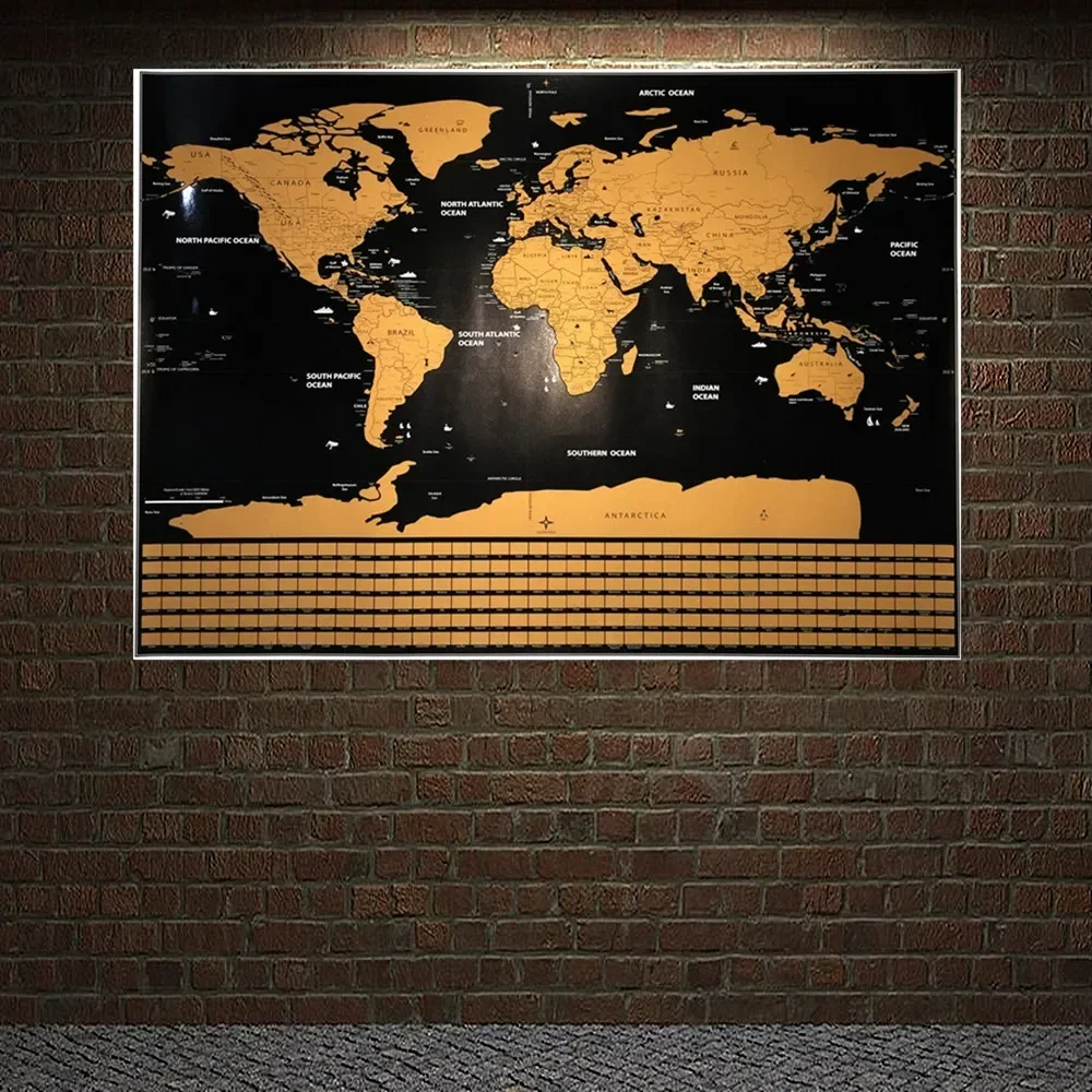 Creatività Travel Scratch Maps Deluxe Scratch Off Maps Con Bandiera Nazionale Lamina D'Oro Scratch Poster Wipe Foil Coating World Maps