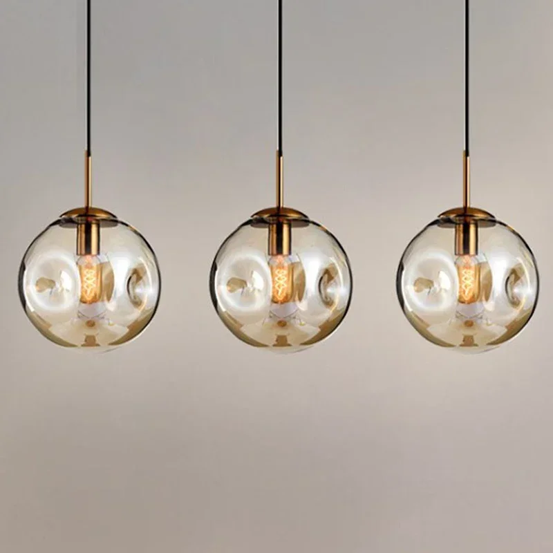 Modern Loft Glass Lustre Pendant Light LED Nordic Hanging Industrial Decor Lights Fixtures E27/E26 for Kitchen Restaurant Lamp 3