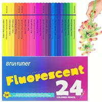 24 Neon Colored Pencils, Fluorescent colored Professional Drawing pencils Set Art Supplies Kit, Soft Core 1