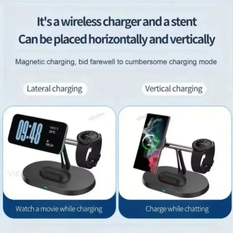 100W 3 in 1 Magnetic Wireless Charger Fast Charging Dock Station For Samsung Galaxy S25 S24 Watch 7 6 5 4 3 2 Active 1 2 Earbuds