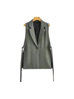 Women Fashion With Taps Side Vents Waistcoat Vintage Sleeveless Front Button Female Outerwear Chic Vest Tops - Image 6