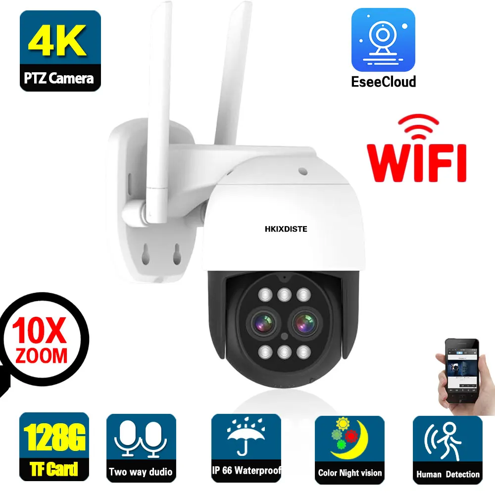 

IP-камера видеонаблюдения, 4K, 8 Мп, 2 канала, Wi-Fi, PTZ