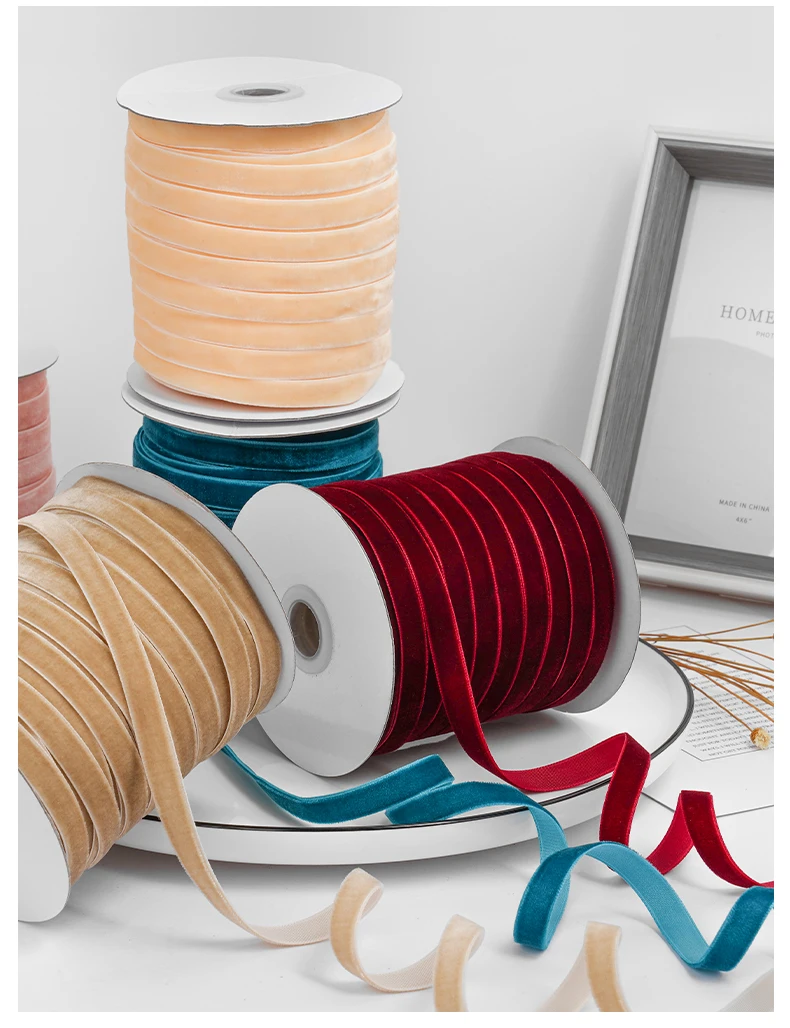 MORSUNBELA Ruban Velours, Ruban Satin 10 Mm X 5 Yards Ruban Cadeau, Ruban En Velours Pour Mariage, Baptême Et Anniversaire - 3 Volumes Bleu Foncé