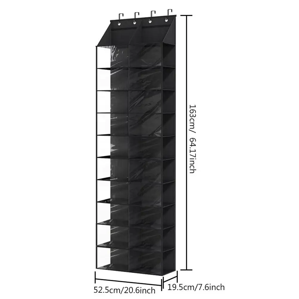 Over The Door Shoe Organizer Oxford Fabric Hanging Shoe Rack With 20 Large Pockets & 4 Metal Hook 10 Layers Clear Shoe Holder 6