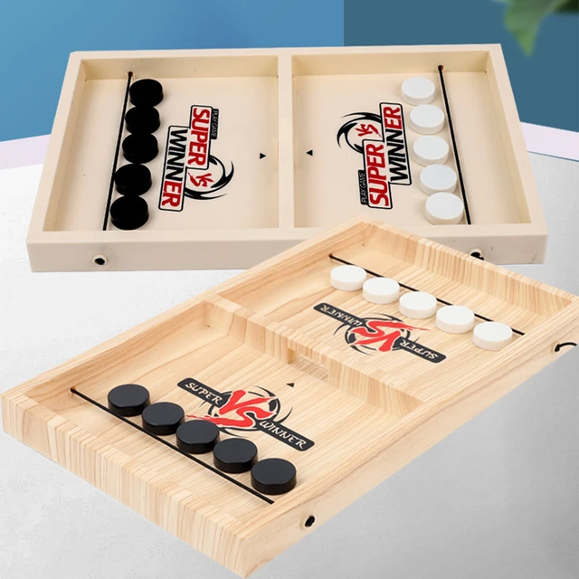 Jogo de Mesa de Hóquei de Madeira, Jogo de Estilingue de Xadrez de Madeira  Fácil de Jogar Batalha de Dois Jogadores Tamanho Grande para Jogos de Festa