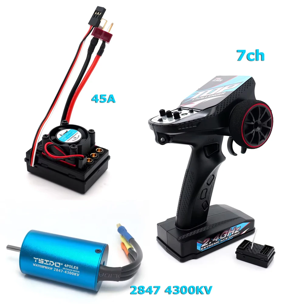 Kit RC 7CH 2.4GHz 45A ESC + Batterie Lipo 3S pour Voiture SCY16101Pro