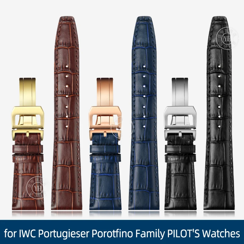 Sostituzione Del Cinturino Dell'Orologio In Pelle Di Vacchetta Da 20Mm 21Mm 22Mm Per Iwc Portugieser Portofino Family Pilot'S Watches Cinturino Fibbia