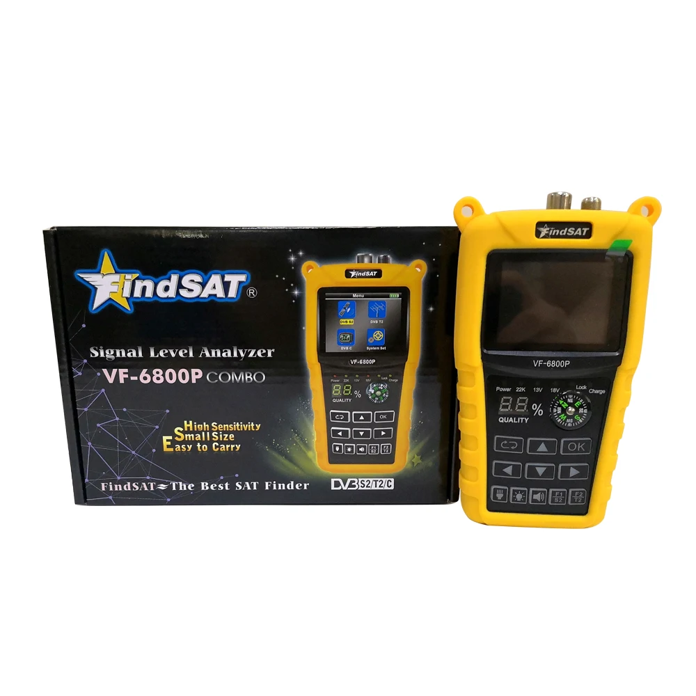 Findsat VF-6800P Digital Satellite Finder Combo Support DVB-T2/DVB S2/DVB C Sat Finder Meter For Satellite TV Receiver dvb