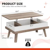 Wood  Lift Top Coffee Table with Hidden Compartment, Coffee Table for Living Room Reception Room 2
