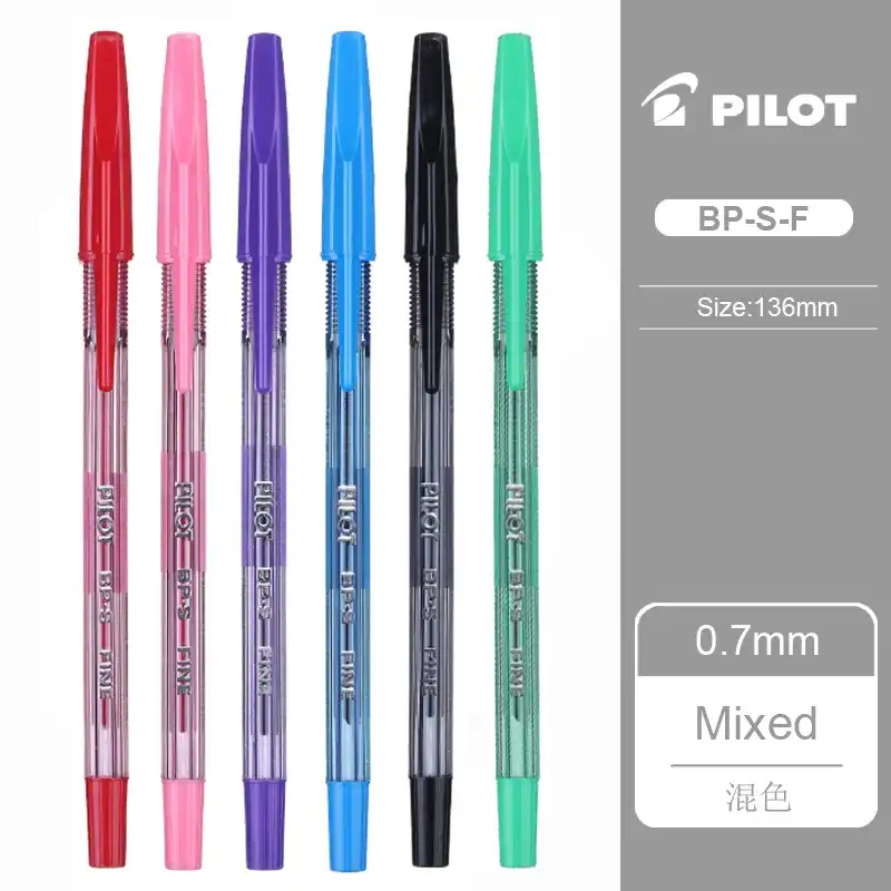 筆記具 PILOT + SERAI 6pcs Japan PILOT Ballpoint Pen BP-S-F Classic Colored 0.7mm