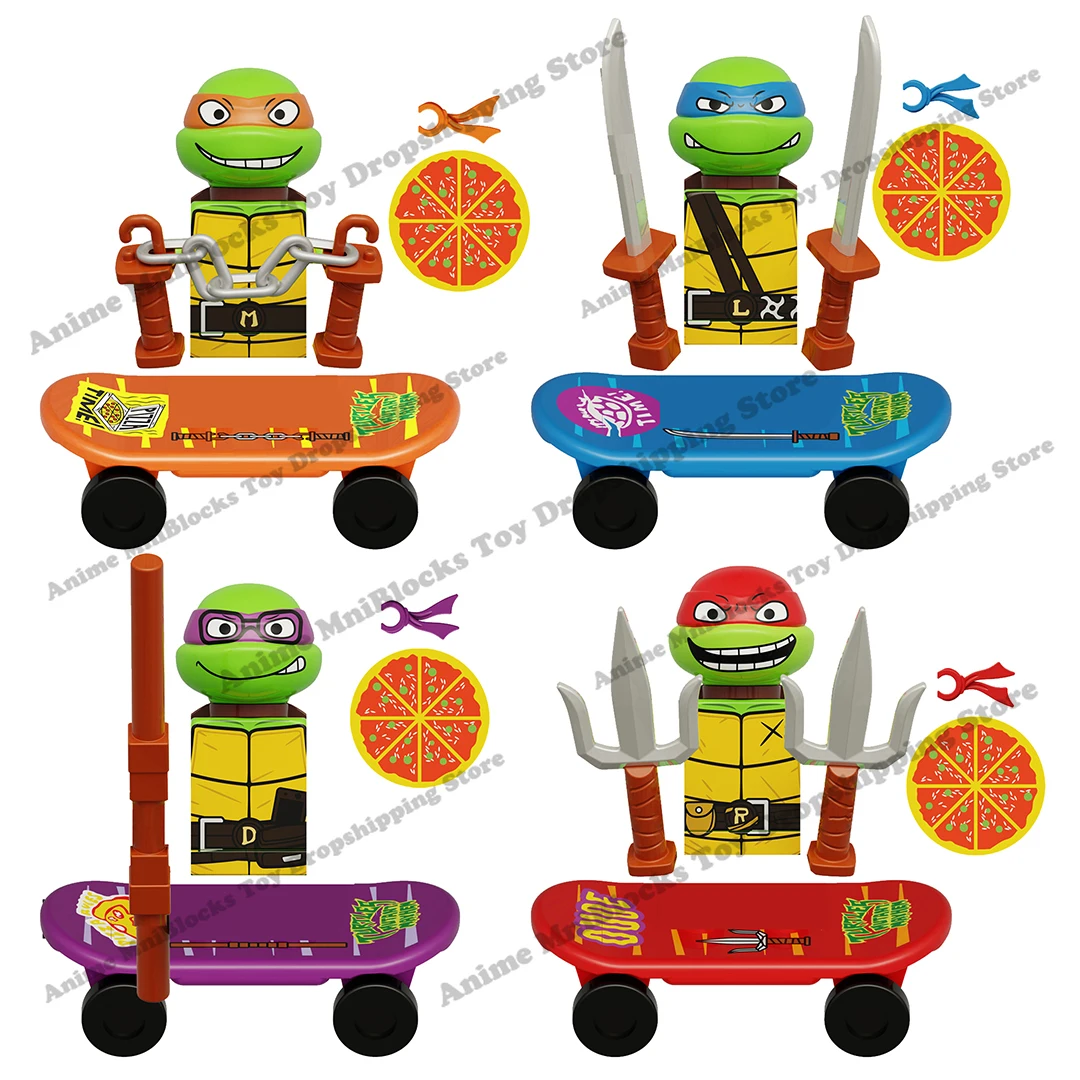 KDL817 TMNT Games Dolls Bricks Mini Action Toy Figures Ninja Turtle Leo Raph Don Doll Assemble Building Blocks Toys for Children movie mini doll action figures building block head bricks toy for children kid gift boy model