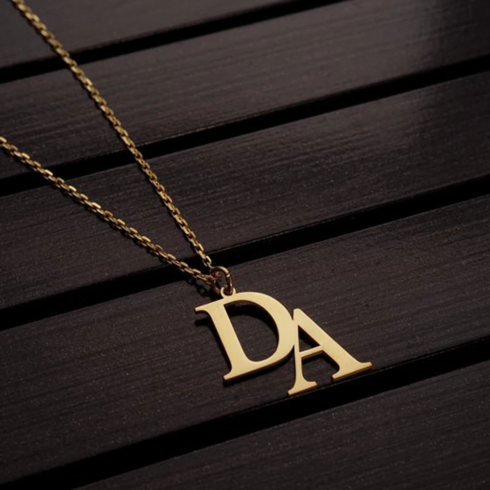 Personalized Couple Necklace Custom Name Initials Letter Pendant Necklace Women Gold Stainless Steel Jewelry Gifts Collar Letra Customized Necklaces Aliexpress