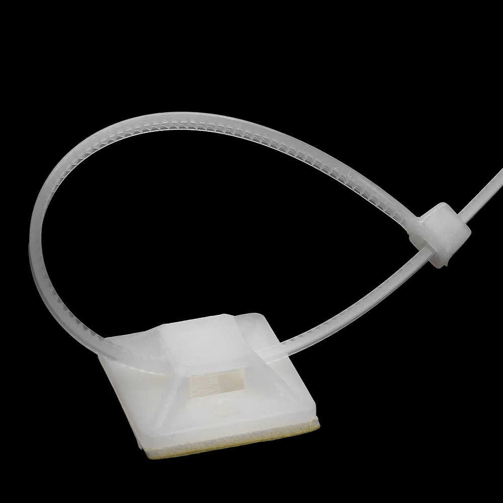 Seat Clamps Self Adhesive Cable Tie Base 100Pcs Wiring Accessories White Zip Tie Mount Wire Wall Holder