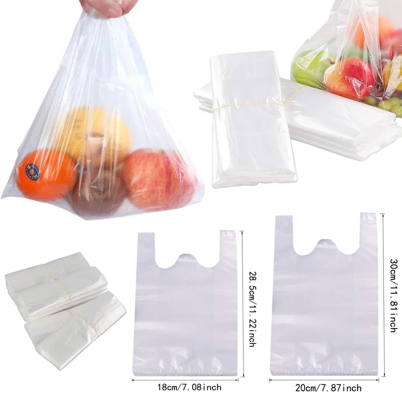 Shopper Biodegradabili 100 Sacchetti Di Plastica Trasparenti Con