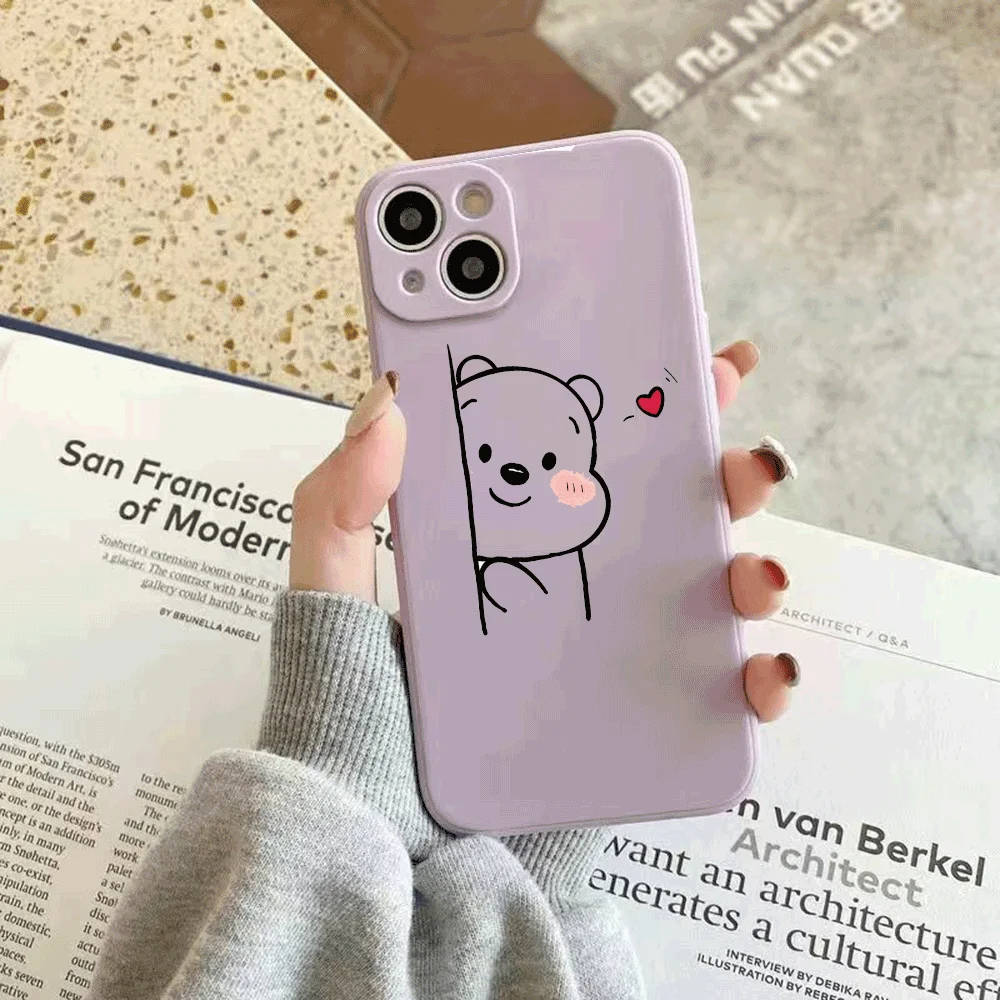 Lovely Bear Silicone Phone Case - Durable TPU Protective Cover