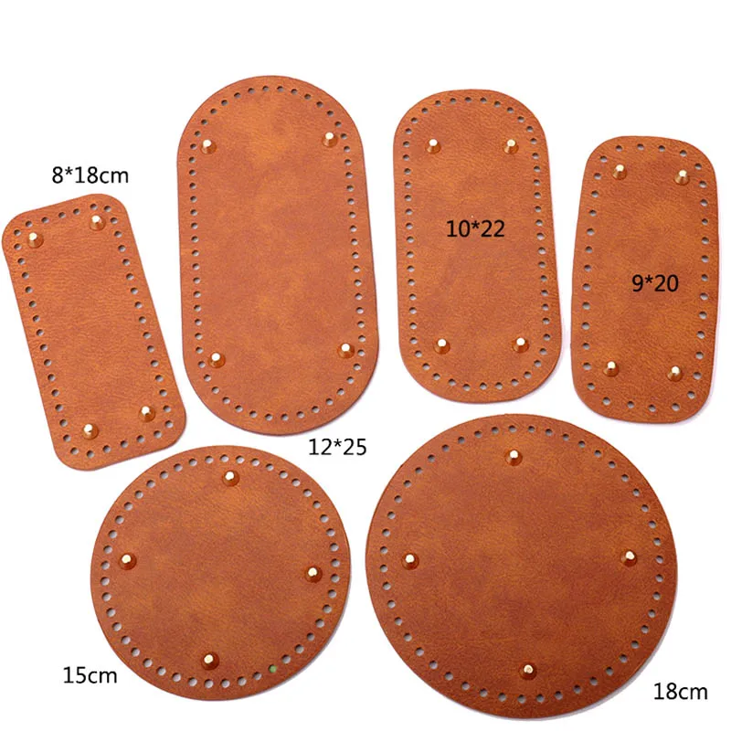25x12cm Bag Bottom Oval Leather Bottoms with Holes Bag Accessories Handmade PU DIY Part for Handbag Crossbody Messenger Bags