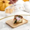 Wooden Square Cake Tray Bamboo and Glass Butter Dish Snack Display Tray Dessert Table Decoration with Glass Cover 5