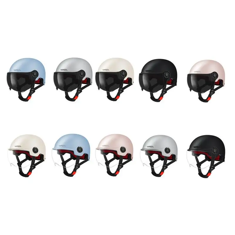 

Motorbike Helmets with Visor Shockproof bike Head Protector Adjustable Anti glare Detachable Goggles for Adult Men and Women