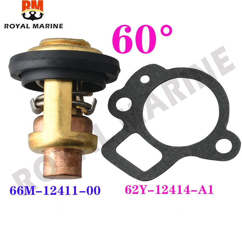 66M-12411 Termostato E Guarnizione 60 Gradi 140F Per Motore Fuoribordo Yamaha 4 Tempi 66M-12411-00 ,6F5-12411-03 62Y-12411-A1
