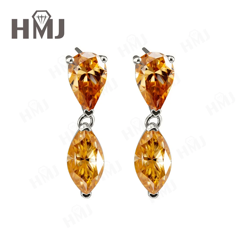 Moissanit-Ohrringe mit Birnen- und Marquise-Schliff für Damen, elegantes Dual-Form-Design mit Glitzer, perfekt für den täglichen Gebrauch, besondere Geschenke – Detail 10