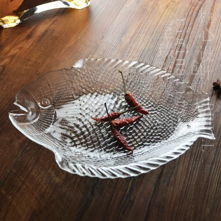 צלחת זכוכית מחוסמת PASABAE צלחת פירות שקופה צלחת דגים צלחת מיקרוגל עמידה בחום צלחת עמידה בחום כלי אוכל